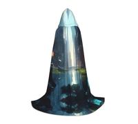 WBQLSL Hooded Cosplay Cape | The City on the Water Printed Medium - Role-Playing Stage Costume Prop
