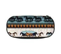 WBQLSL Horse Stripes Pattern Printed Pencil case - Multi-Layer partition Pencil case, Suitable for Storing Campus Office Stationery