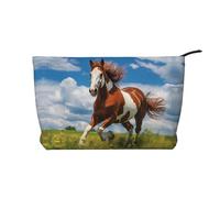 WBQLSL Horses of the Prairie Corduroy cosmetic bag - travel storage bag, can hold lipstick, powder and other cosmetics