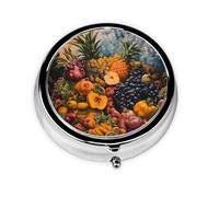 WBQLSL Hyper-realistic fruit Mini medicine box with three compartments, small round medicine box, portable