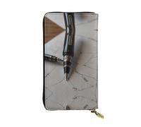 WBQLSL hyper-realistic pen Stylish leather wallet, 7.48 x 4.13 inch long zippered coin purse, convenient travel cash wallet