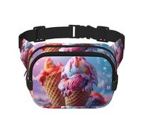 WBQLSL ice Cream Patterned Stylish Waist Bag, Lightweight Travel Sports Bag, Waterproof and wear-Resistant