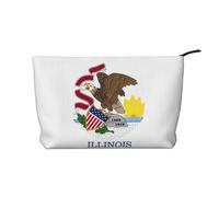 WBQLSL Illinois State Flag Printed corduroy cosmetic bag - travel essential cosmetic storage bag