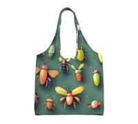 WBQLSL Insect Atlas Printed Shoulder Bag - Suitable for sturdy canvas bags, shopping bags, Black, One Size