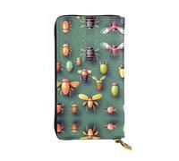 WBQLSL Insect Atlas Stylish leather wallet, 7.48 x 4.13 inch long zippered coin purse, convenient travel cash wallet