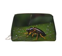 WBQLSL Insects on Leaves Leather Makeup Bag Cosmetic Storage Bag Suitable for Carrying Cosmetics with You