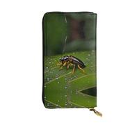 WBQLSL Insects on Leaves Printed Small Leather Clutch - 7.5x4.1 inch Wallet