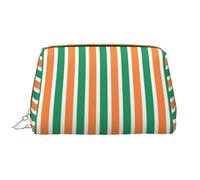 WBQLSL Irish flag Leather makeup bag, portable large-capacity makeup storage bag, carry-on travel with pocket makeup bag