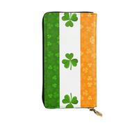 WBQLSL irish flag Long leather clutch with zippered coin purse and 12 credit card slots, lightweight travel cash wallet