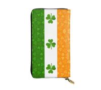 WBQLSL irish flag Zipper leather wallet, 7.5 * 4.1 inch long clutch bag, multiple compartments and large capacity, a good gift for friends