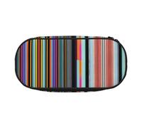 WBQLSL Irregular vertical lines Printed stationery storage bag - multi-grid layered pencil case portable student pencil bag