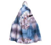WBQLSL Japanese national flower Halloween cape masquerade hooded cape rave party costume (length 147 cm/hood height 38 cm)