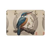 WBQLSL Kate Kingfisher Outdoor Welcome Mat, 16x24 Inch Extra Durable Absorbent Protective Mat, Washable Entry Door Mat, Bathroom Home