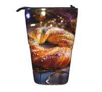 WBQLSL King Cake Printed Retractable Pencil case, Perfect for Makeup, Stationery, or a Coin Purse.