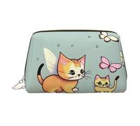 WBQLSL Kitten Butterfly Leather Makeup Bag Cosmetic Storage Bag Suitable for Carrying Cosmetics with You