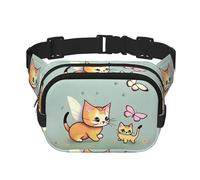 WBQLSL Kitten Butterfly Patterned Stylish Waist Bag, Lightweight Travel Sports Bag, Waterproof and wear-Resistant
