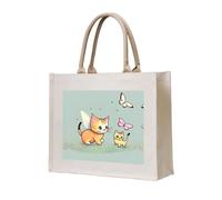 WBQLSL Kitten Butterfly Printed Canvas Tote | Lightweight Storage Bag Perfect for the Beach, Picnics, and Everyday Shopping