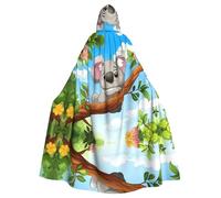 WBQLSL Koala lying on the tree Prints Hooded Cape - Holiday Party/Carnival Cosplay Costume Suitable for Adults and Children