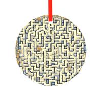 WBQLSL Labyrinth Treasure Map patterned Christmas Round Glass Pendant, Christmas Tree Decoration, Anniversary Gift, Birthday Gift