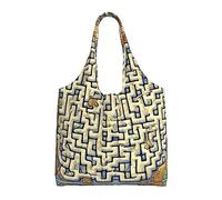 WBQLSL Labyrinth Treasure Map Printed Shoulder Bag - Suitable for sturdy canvas bags, shopping bags, Black, One Size