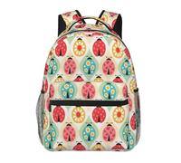 WBQLSL Ladybugs Cartoon Pattern Lightweight travel backpack suitable for hiking, business trips, camping, fitness, school, university, and other occasions, featuring a multi-pocket design.