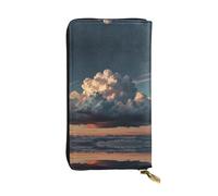 WBQLSL Large clouds Long leather clutch with zippered coin purse and 12 credit card slots, lightweight travel cash wallet