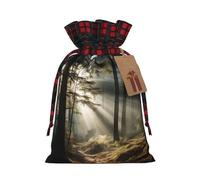 WBQLSL Light in the Forest Burlap gift bag - 8.3x11.8 inch drawstring bag Party decoration supplies