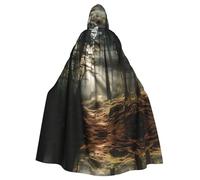 WBQLSL Light in the Forest Printed Halloween cape, masquerade hooded cape, suitable for theme parties