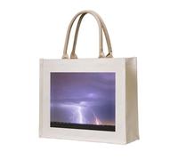 WBQLSL Lightning Storm Printed Canvas Tote | Lightweight Storage Bag Perfect for the Beach, Picnics, and Everyday Shopping