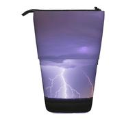 WBQLSL Lightning Storm Printed Retractable Pencil case, Perfect for Makeup, Stationery, or a Coin Purse.