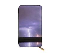 WBQLSL Lightning Storm Zipper leather wallet, 7.5 * 4.1 inch long clutch bag, multiple compartments and large capacity, a good gift for friends
