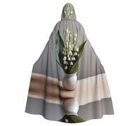 WBQLSL Lily of the Valley Printed Halloween cape, masquerade hooded cape, suitable for theme parties