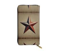 WBQLSL Line five-pointed star Stylish leather wallet, 7.48 x 4.13 inch long zippered coin purse, convenient travel cash wallet