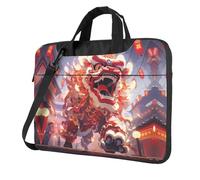 WBQLSL Lion Dance Activity 14 inch Printing laptop crossbody bag and briefcase, easy to carry for business trips and work