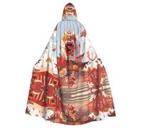 WBQLSL lion dance Printed Hooded Cape - Holiday Party/Carnival Cosplay Costume Suitable for Adults and Children