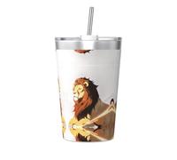 WBQLSL Lion raising his head Lion raising his head Patterned stainless steel bottle, detachable portable conical straw cup, outdoor sports water cup