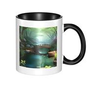 WBQLSL Little Bridge in the East Double Color Ceramic Mug, Classic Large Handle Mug, Suitable for Office and Home Leisure - Microwave Safe