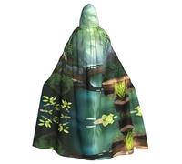 WBQLSL Little Bridge in the East Printed Halloween cape, masquerade hooded cape, suitable for theme parties