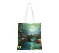 WBQLSL Little Bridge in the East Shopping Bag, Unisex Hand Tote Lightweight Canvas Bag, Suitable for Shopping, Event Promotion, Travel, Work Reusable Tote Bag,