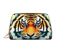 WBQLSL Little fat tiger head Leather makeup bag, portable large-capacity makeup storage bag, carry-on travel with pocket makeup bag