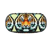 WBQLSL Little Fat Tiger Head Printed Pencil case - Multi-Layer partition Pencil case, Suitable for Storing Campus Office Stationery