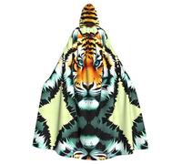 WBQLSL Little fat tiger headPrinted Halloween cape, hooded cloak for masquerade, carnival party or cosplay costume