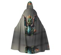 WBQLSL little flying dragon Printed Halloween cape, masquerade hooded cape, suitable for theme parties