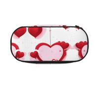 WBQLSL Little Red Heart Large capacity pencil bag, multi-layer partition stationery storage bag - unisex learning office supplies