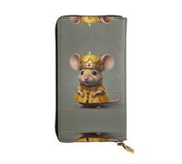 WBQLSL little yellow mouse Long leather clutch with zippered coin purse and 12 credit card slots, lightweight travel cash wallet