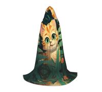 WBQLSL Lively cartoon cat Patterned S Wizard Cape, Suitable for Adults & Teens Cosplay, Full Size Range S, M, L