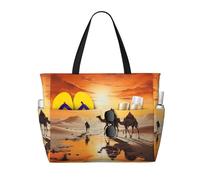 WBQLSL Lok Ling in the evening sun Pattern beach travel bag for gym/swimming pool/supermarket shopping/short trip