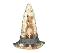 WBQLSL Lost Bear Patterned S Wizard Cape, Suitable for Adults & Teens Cosplay, Full Size Range S, M, L