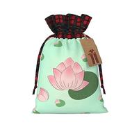 WBQLSL Lotus flowers waiting to bloom Gift drawstring bag, Christmas party supplies decoration bag, Christmas burlap gift bag 8.3 * 11.8 inches