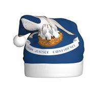 WBQLSL Louisiana State Flag Adult Decorative Hat, 15.7 Inch Tall Unisex New Year Santa Hat, Plush Santa Hat Christmas New Year Party